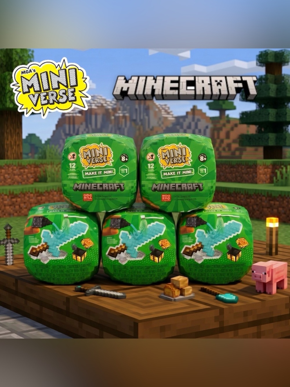MGA's Miniverse Make It Mini MINECRAFT Series 1 Bundle Lot: (5) Sealed Capsules
